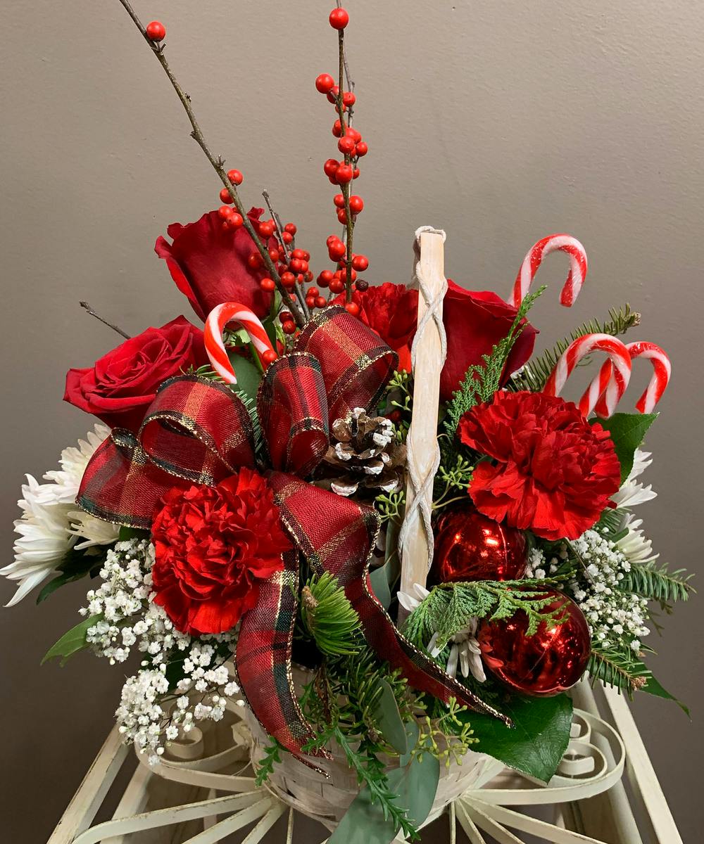 Candy Cane Basket Wayne (NJ) Holiday Flowers & Gifts Bosland's